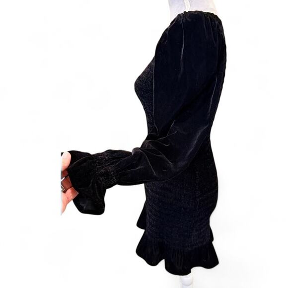 LoveShackFancy Women's Dorset Black Velvet Cocktail and Party Dress P - Picture 4 of 8